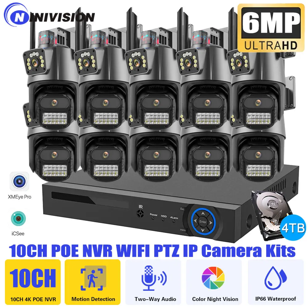 8MP 4K PTZ Security WiFi Camera System Kit Human Detection Audio Alarm Record 10CH POE NVR CCTV Outdoor Home Video Surveillance
8MP 4K PTZ Security WiFi Camera System Kit Human Detection Audio Alarm Record 10CH POE NVR CCTV Outdoor Home Video Surveillance