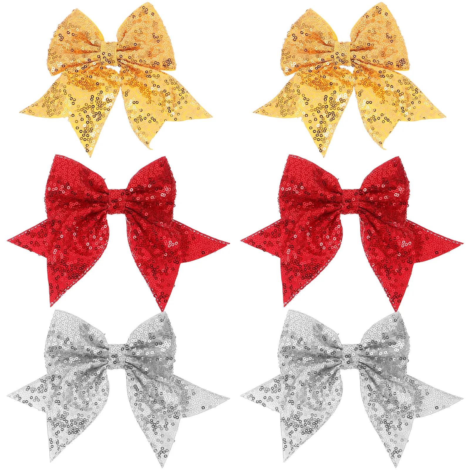 6Pcs Sparkly Sequin Bow Hair Clips Jumbo Ribbon Tails Christmas Cheerleading Hair Accessories Sports Softball Uniform Clips
6Pcs Sparkly Sequin Bow Hair Clips Jumbo Ribbon Tails Christmas Cheerleading Hair Accessories Sports Softball Uniform Clips
