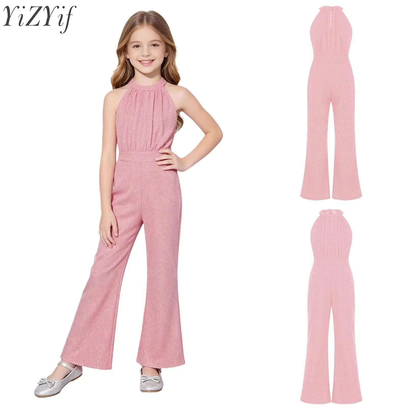 Kids Girls Shiny Party Rompers Glittery Sleeveless Back Keyhole Wide Leg Jumpsuit for Stage Performance Competition Wear Outfit
Kids Girls Shiny Party Rompers Glittery Sleeveless Back Keyhole Wide Leg Jumpsuit for Stage Performance Competition Wear Outfit