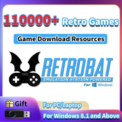 Games Download Resource with 110000+ Retro Games 70+ Emulators for PS3/PS2/PS1/PSP/DC/Wii/N64 Retrobat System for Win PC/Laptop