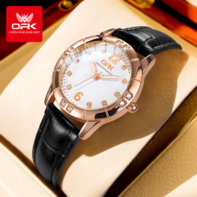 OPK 8160, женские часы, простые модные элегантные кварцевые часы с кожаным ремешком, водонепроницаемые светящиеся часы для женщин с оригинальной коробкой
OPK 8160, женские часы, простые модные элегантные кварцевые часы с кожаным ремешком, водонепроницаемые светящиеся часы для женщин с оригинальной коробкой