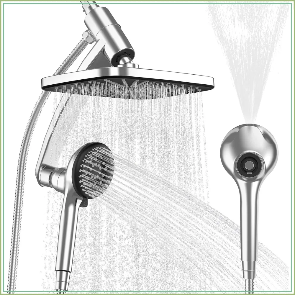 12 Inch High Pressure Rainfall Shower Head with Handheld Combo, 9 Settings Adjustable Dual Showerheads with Magnetic Docking & Power Jets
12 Inch High Pressure Rainfall Shower Head with Handheld Combo, 9 Settings Adjustable Dual Showerheads with Magnetic Docking & Power Jets