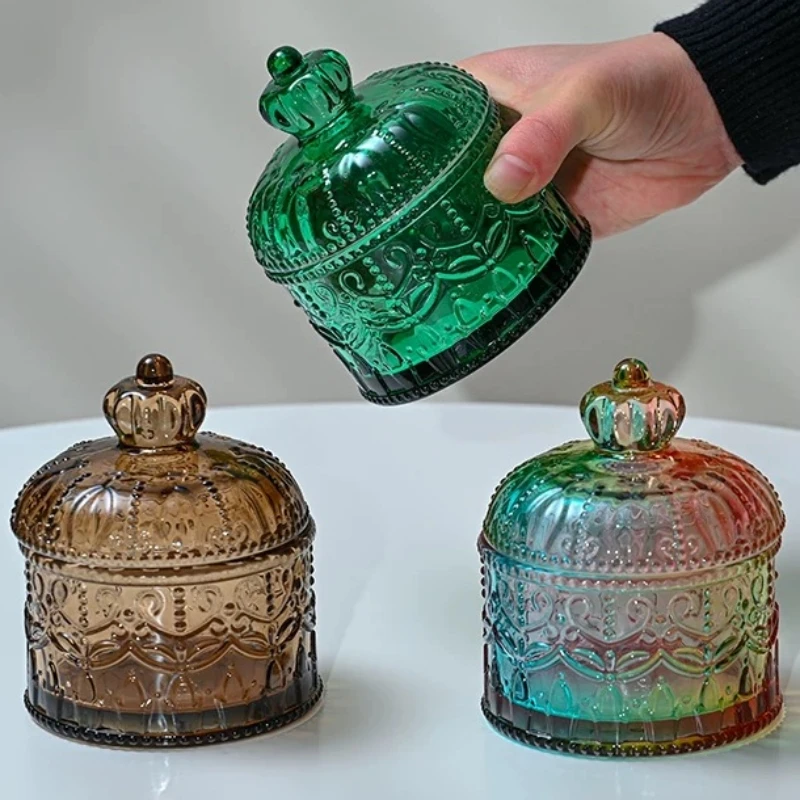 French-Style Crystal Glass Storage Jar,Vintage Candy Glass Jar with Lid Aromatherapy Candlestick Container Home Decoration
French-Style Crystal Glass Storage Jar,Vintage Candy Glass Jar with Lid Aromatherapy Candlestick Container Home Decoration