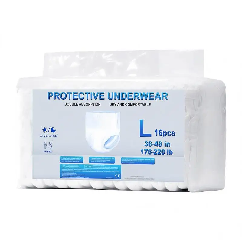 Adult Incontinence Underwear, High Absorbent Protective Underwear for Men & Women, Disposable Adult Pull-ups Diaper with Leakproof Leg Cuff & Wetness Indicator - L Size, 64 Count (4 Packs of 16)
Adult Incontinence Underwear, High Absorbent Protective Underwear for Men & Women, Disposable Adult Pull-ups Diaper with Leakproof Leg Cuff & Wetness Indicator - L Size, 64 Count (4 Packs of 16)