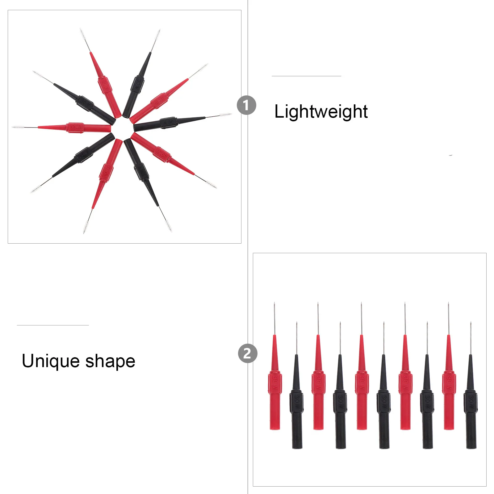 10pcs Multimeter Test Probes Super Fine Tip Red Black 5 Each High Sensitivity Reliable Conductivity Easy Use Electrical Testing 
10pcs Multimeter Test Probes Super Fine Tip Red Black 5 Each High Sensitivity Reliable Conductivity Easy Use Electrical Testing