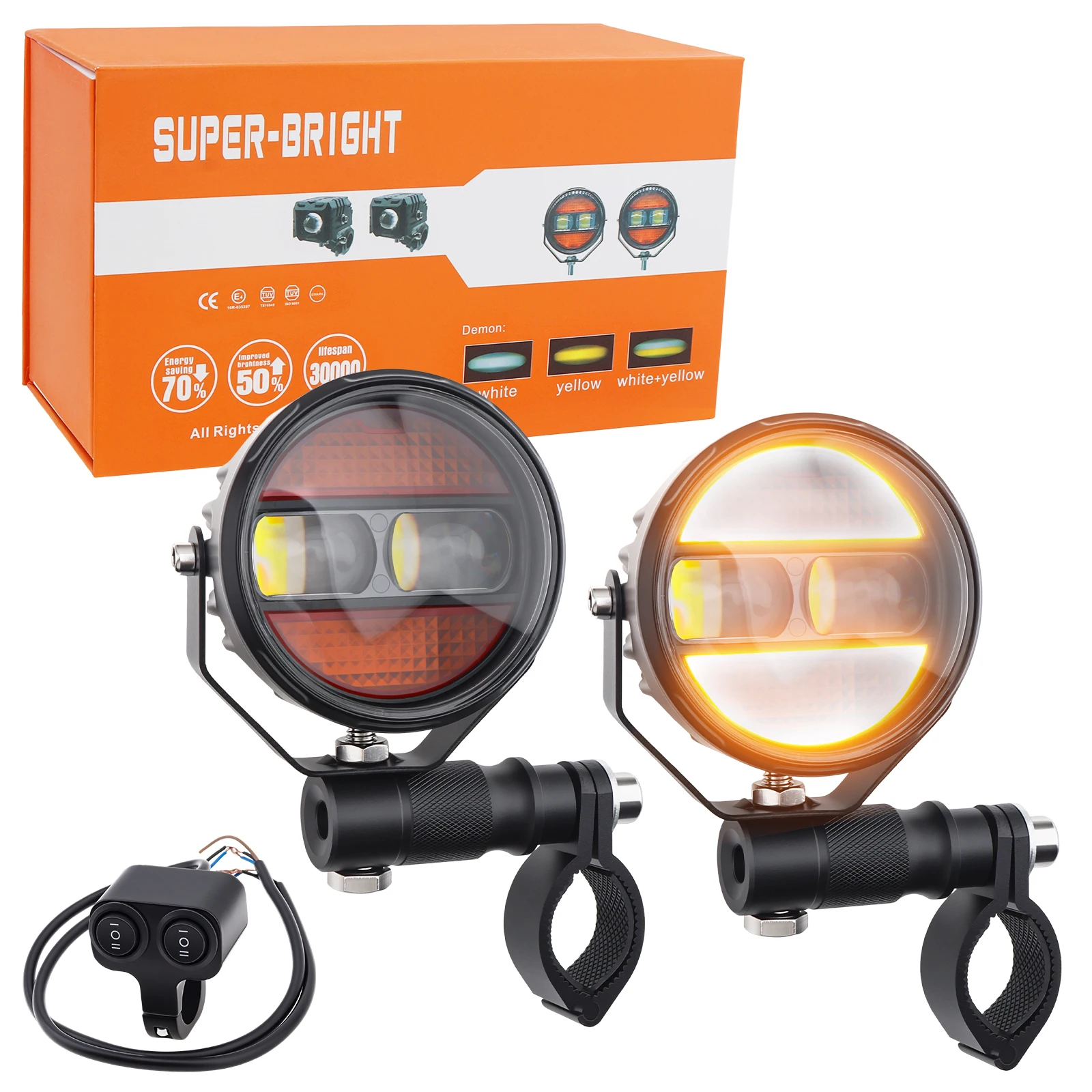 2pcs 60W 6000LM Motorcycle Spotlight Auxiliary Driving Light White Yellow High Low Beam Motorcycle Fog Light DC 9-30V Work Light
2pcs 60W 6000LM Motorcycle Spotlight Auxiliary Driving Light White Yellow High Low Beam Motorcycle Fog Light DC 9-30V Work Light