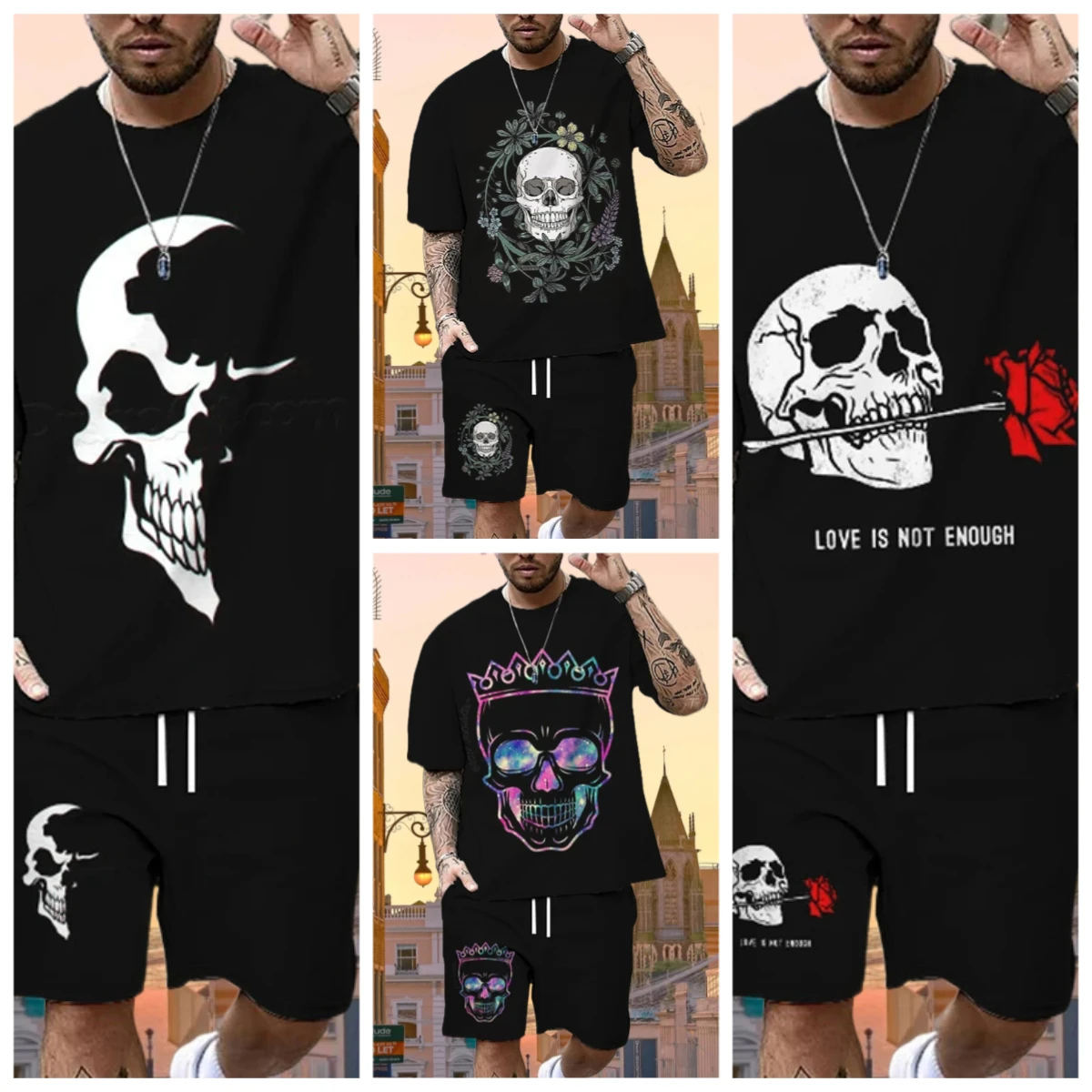 2025/26 New Latest T-shirt Set 3D Printed Skull Vacation Style Various Elements Fashion Trend Street Men's Set Summer Top Shorts 
2025/26 New Latest T-shirt Set 3D Printed Skull Vacation Style Various Elements Fashion Trend Street Men's Set Summer Top Shorts