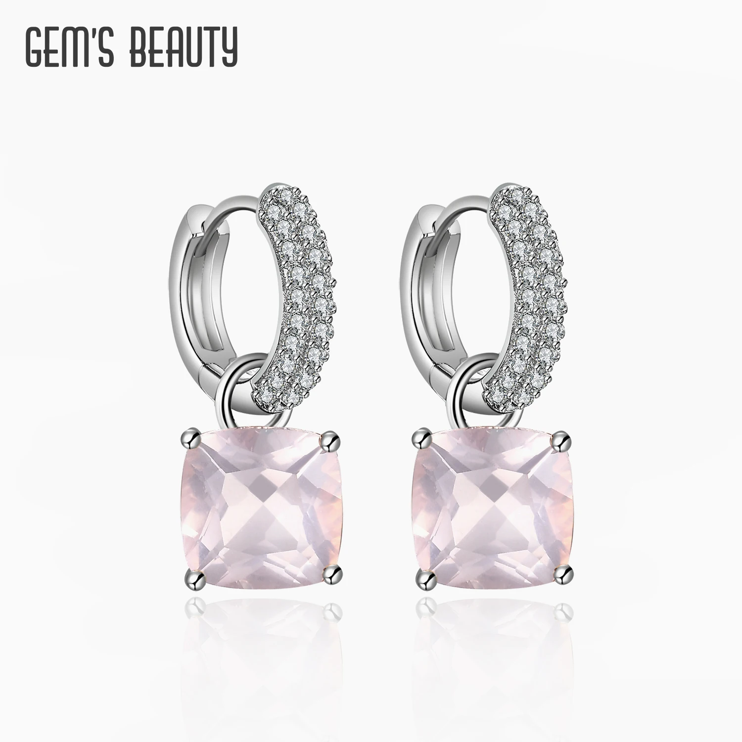 GEM'S BEAUTY 925 Sterling Silver Gemstone Drop Earrings Natural Rose Quartz Fashion Earrings For Women Wedding Fine Jewelry
GEM'S BEAUTY 925 Sterling Silver Gemstone Drop Earrings Natural Rose Quartz Fashion Earrings For Women Wedding Fine Jewelry