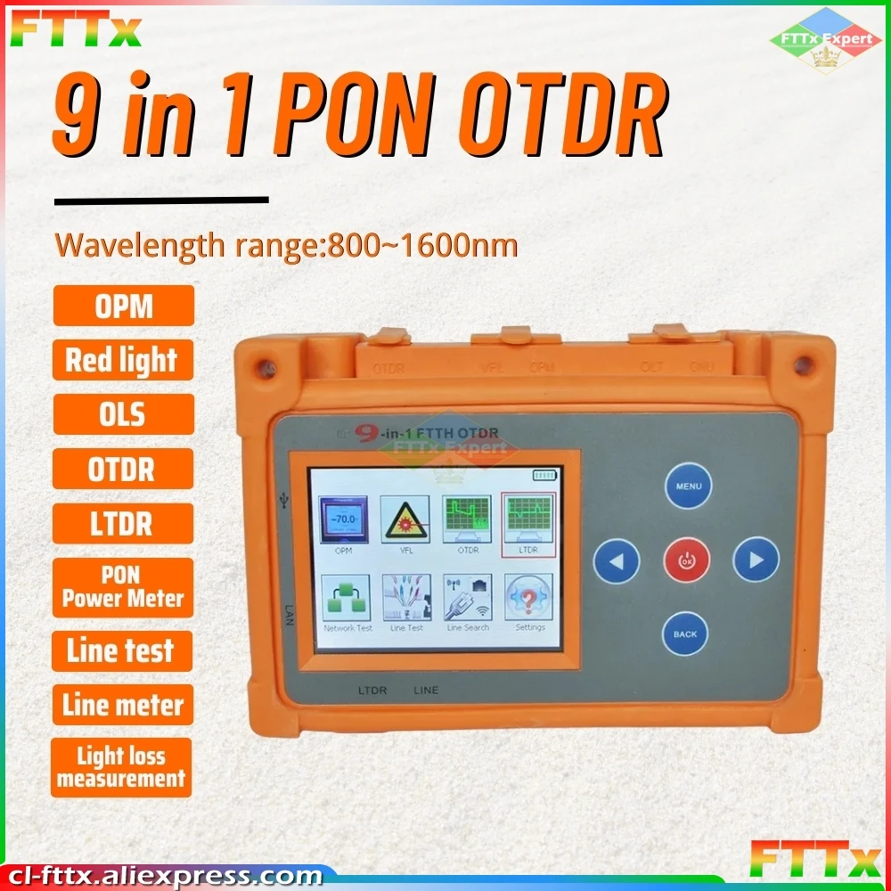 9 in 1 PON FTTH Special OTDR Optical Power Meter Stable light source VFL LTDR Light loss measurement
9 in 1 PON FTTH Special OTDR Optical Power Meter Stable light source VFL LTDR Light loss measurement