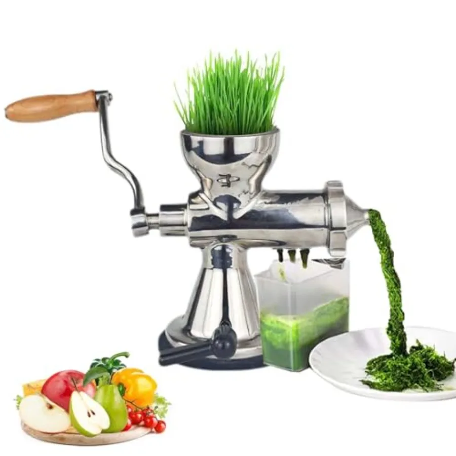 Manual Wheatgrass Juicer, Stainless Steel, Silver, Cold Press for Wheatgrass, Spinach, Kale, Apples, Pomegranates, Celery, Ging
Manual Wheatgrass Juicer, Stainless Steel, Silver, Cold Press for Wheatgrass, Spinach, Kale, Apples, Pomegranates, Celery, Ging