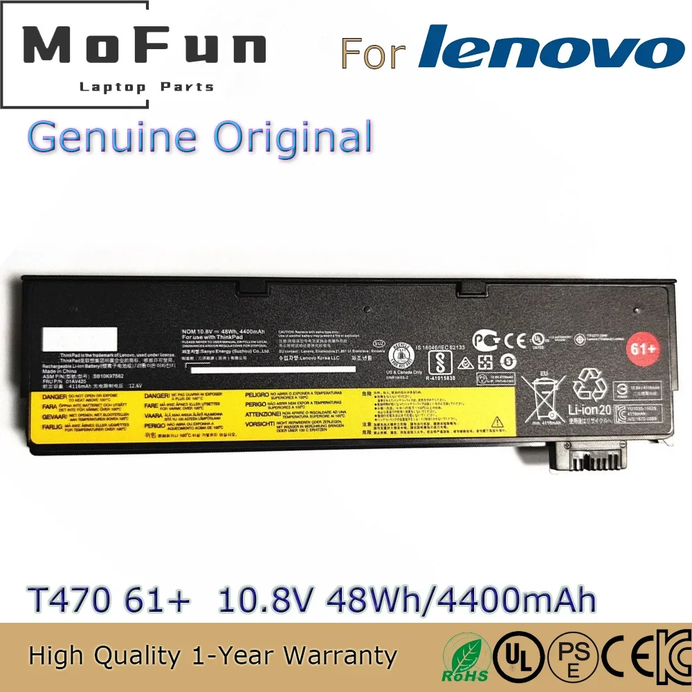 Brand New Original T470 61+ 10.8V 48Wh Notebook Battery for Lenovo ThinkPad T480 T570 01AV423 01AV425
Brand New Original T470 61+ 10.8V 48Wh Notebook Battery for Lenovo ThinkPad T480 T570 01AV423 01AV425