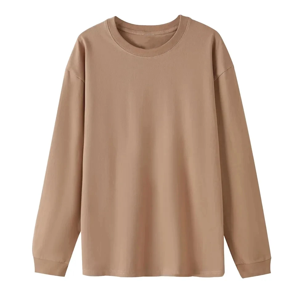 Womens Long Sleeve Round Neck T-Shirts Solid Color Basic Loose Fit Tops Casual Tees Shirts Fashion Female Breathable T Shirt
Womens Long Sleeve Round Neck T-Shirts Solid Color Basic Loose Fit Tops Casual Tees Shirts Fashion Female Breathable T Shirt