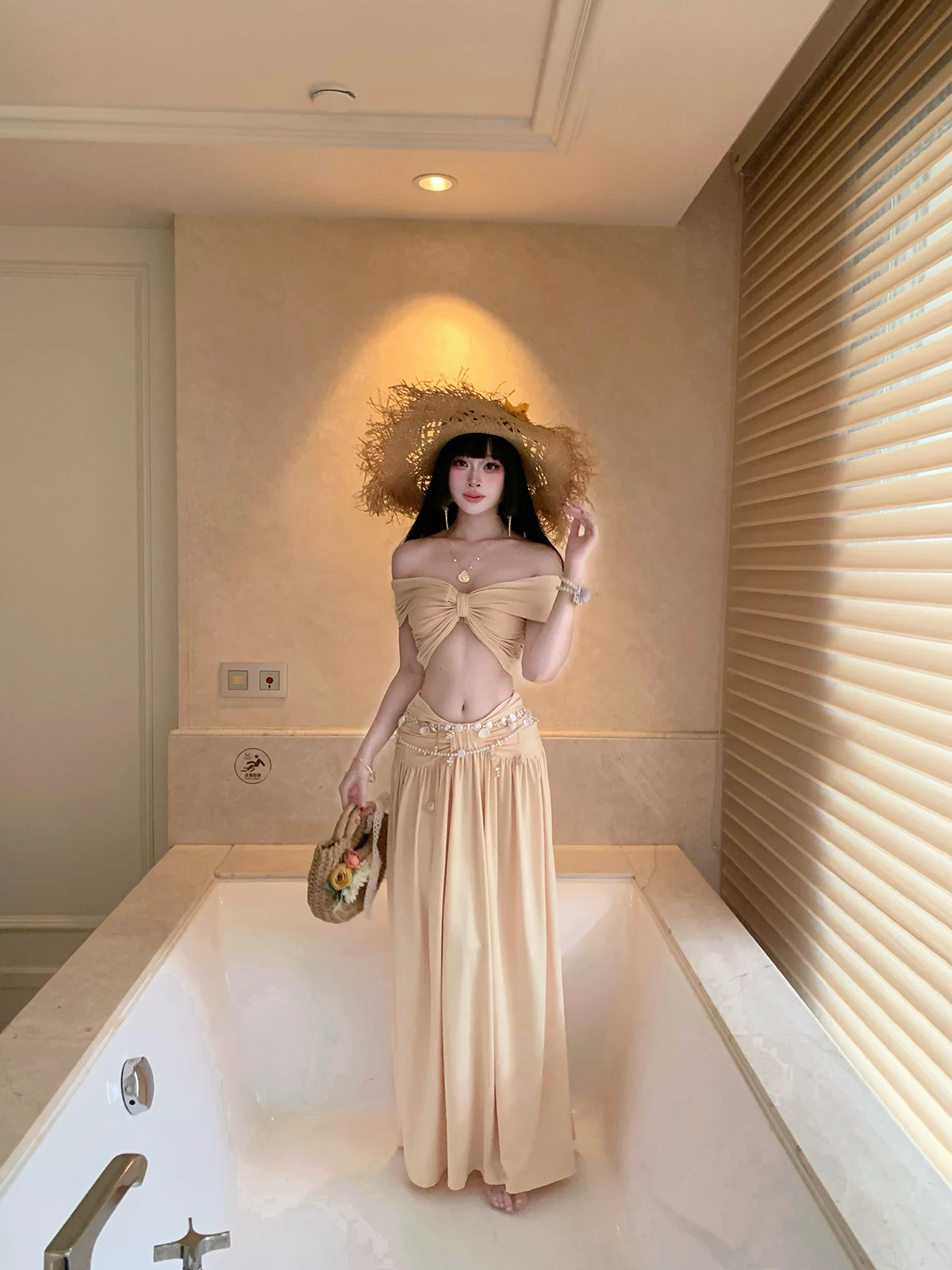 GeGe Shop Yellow Knot Tube Top Skirt Set Long Half-length Beach Vacation Outfit Casual Style Autumn Summer Spring Adult Women
GeGe Shop Yellow Knot Tube Top Skirt Set Long Half-length Beach Vacation Outfit Casual Style Autumn Summer Spring Adult Women