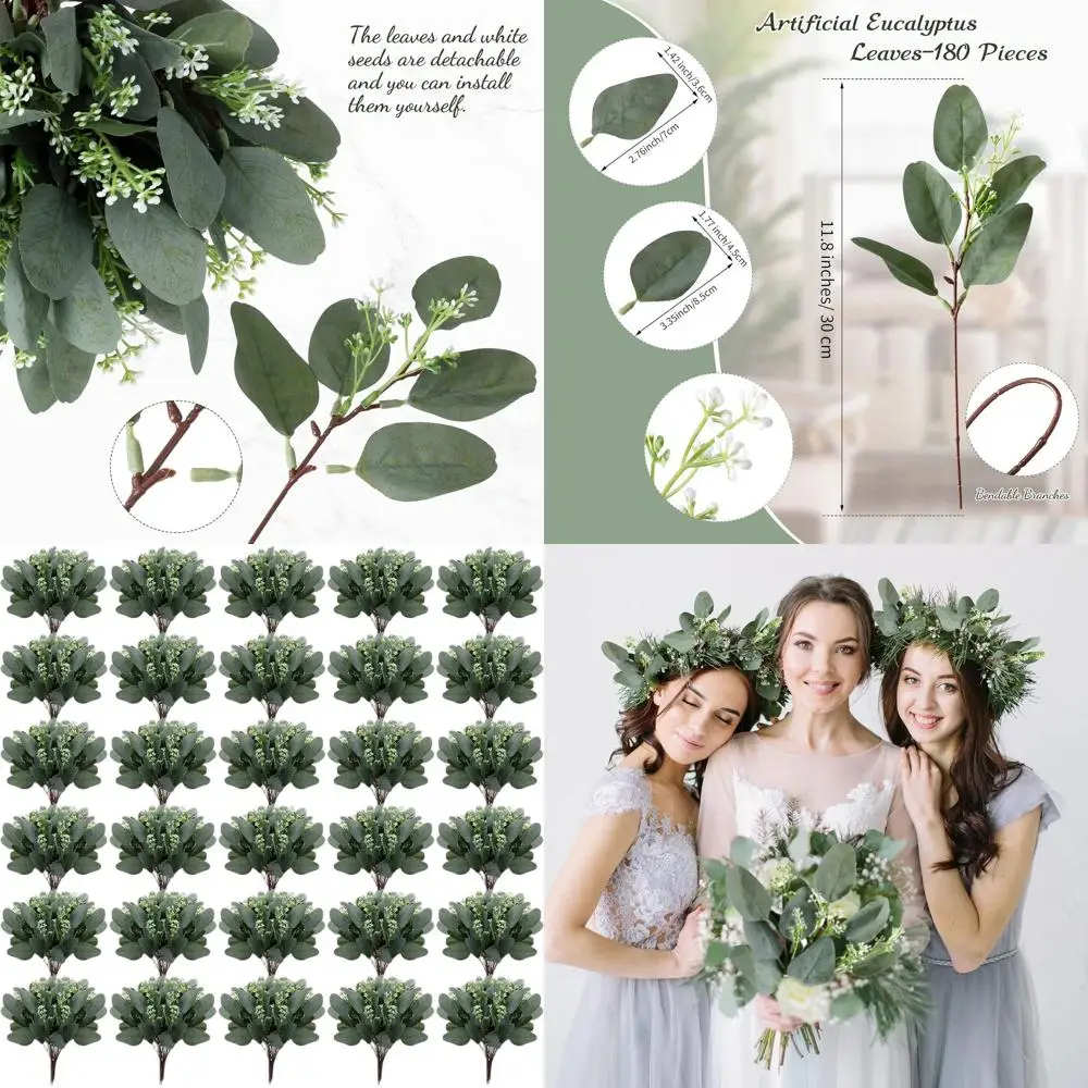 180 Pieces Artificial Eucalyptus Stems with Silver Dollar Leaves and Grey Green Short Branches for Home and Wedding Decor
180 Pieces Artificial Eucalyptus Stems with Silver Dollar Leaves and Grey Green Short Branches for Home and Wedding Decor