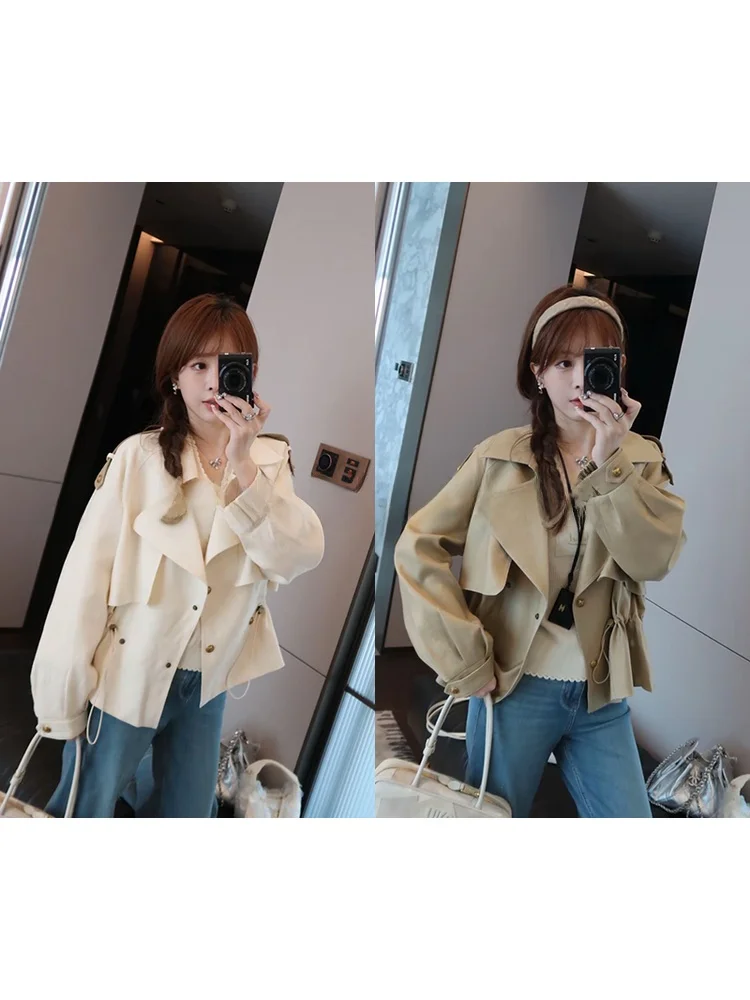 Ele ort Waist-Cinching Women's Jaet Faionable Design Casual Loose Fit Lightweight Spring Outerwear by Mimius
Ele ort Waist-Cinching Women's Jaet Faionable Design Casual Loose Fit Lightweight Spring Outerwear by Mimius
