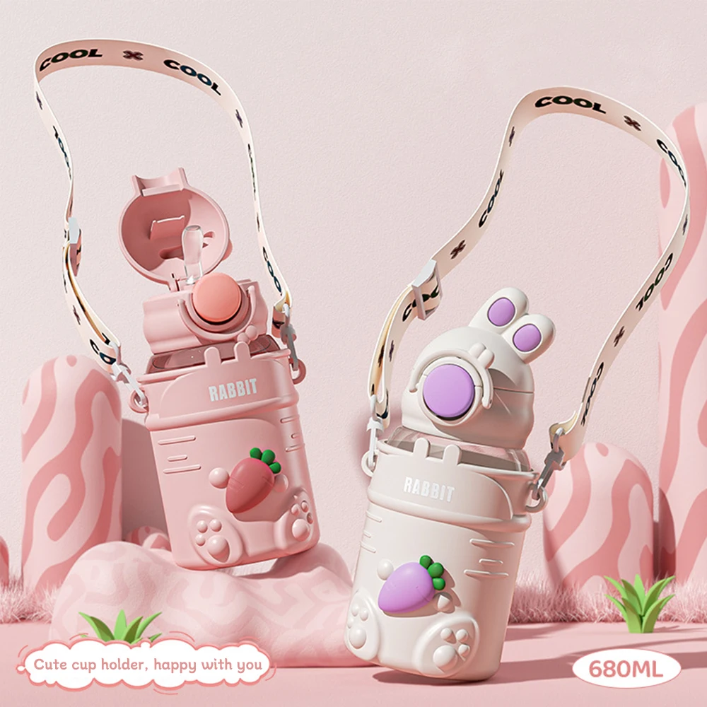 600ML Cartoon Bunny Kids Water Bottle With Straw Children Plastic Cup Portable Anti-falling Leakproof Drinking Bottle Drinkware
600ML Cartoon Bunny Kids Water Bottle With Straw Children Plastic Cup Portable Anti-falling Leakproof Drinking Bottle Drinkware