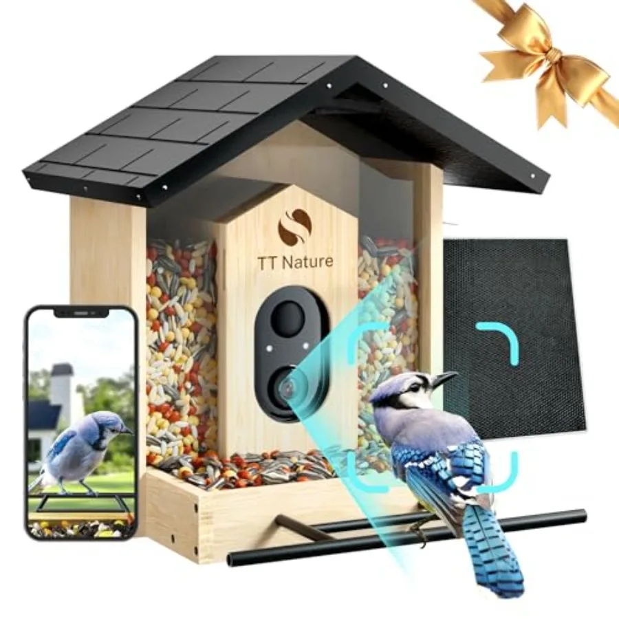 Solar-powered smart bird feeder with camera for outdoor bird watching ABS plastic body in gray 1.5L capacity auto capture and r
Solar-powered smart bird feeder with camera for outdoor bird watching ABS plastic body in gray 1.5L capacity auto capture and r