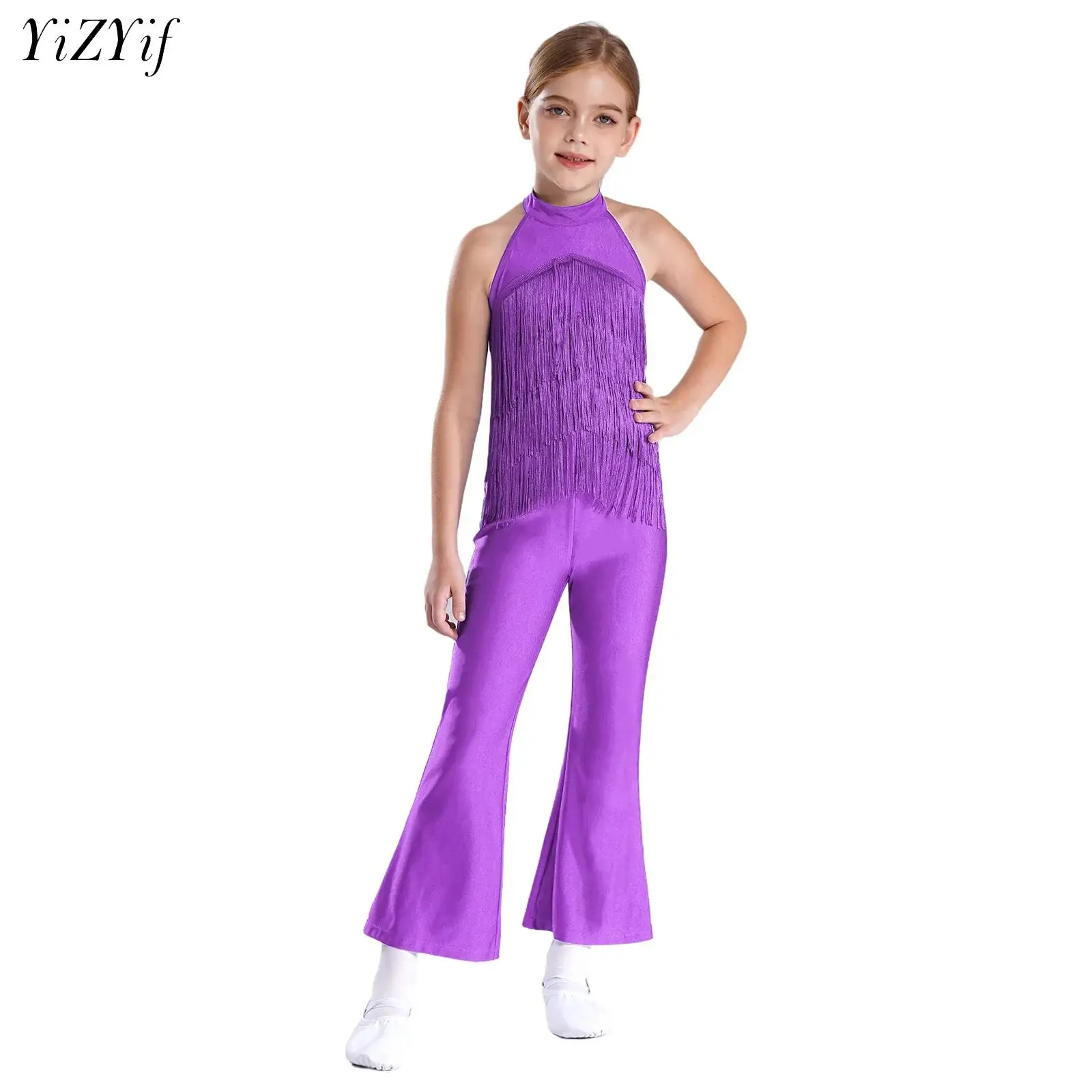 Kids Girls Tassel Latin Jazz Bell-Bottom Bodysuit Costume Dance Competition Party Performance Jumpsuit Rumba Cha Cha Dancewear
Kids Girls Tassel Latin Jazz Bell-Bottom Bodysuit Costume Dance Competition Party Performance Jumpsuit Rumba Cha Cha Dancewear