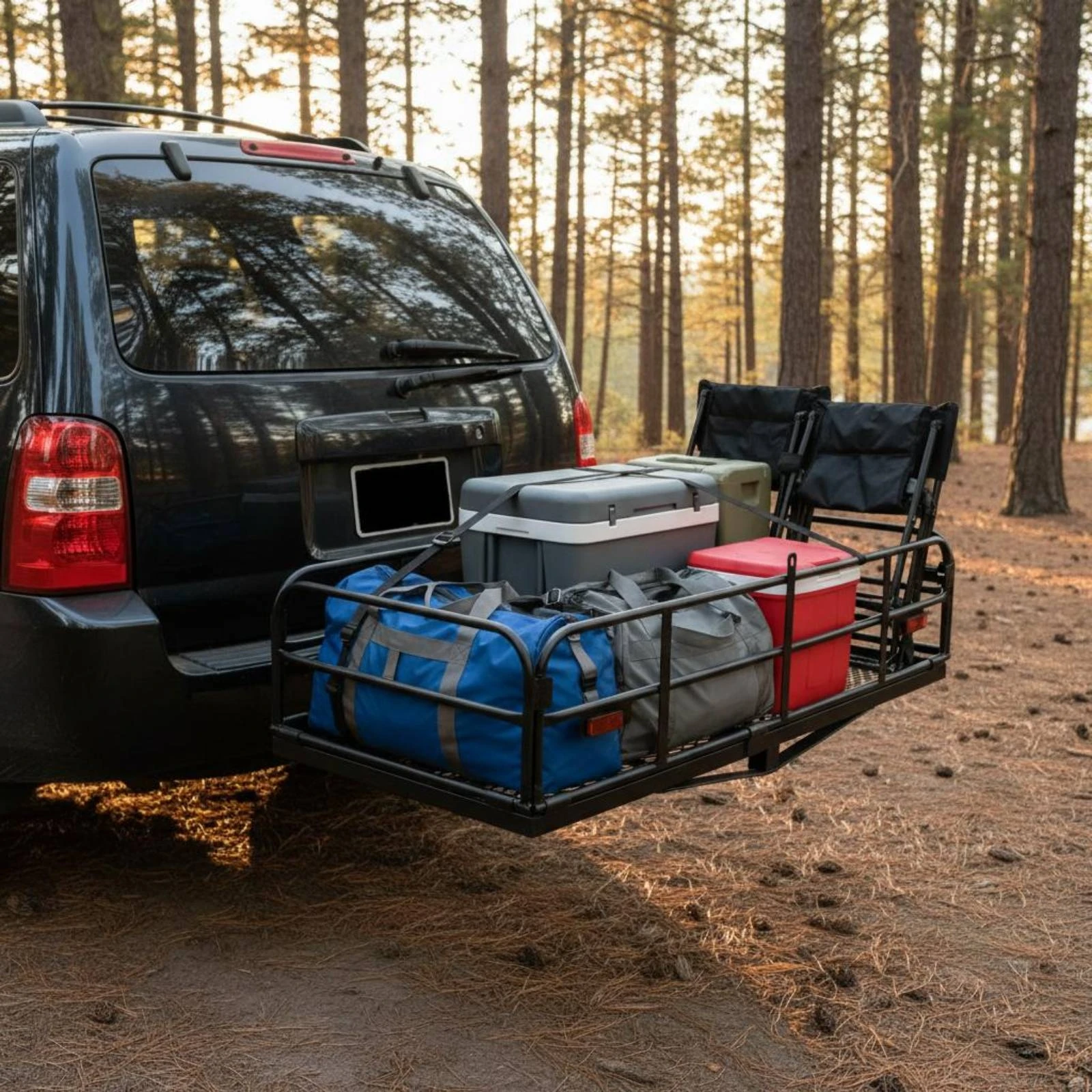 Hitch Mount Cargo Rack Cylindrical Side Rails Tow Hitch Cargo Carrier Metal Black
Hitch Mount Cargo Rack Cylindrical Side Rails Tow Hitch Cargo Carrier Metal Black