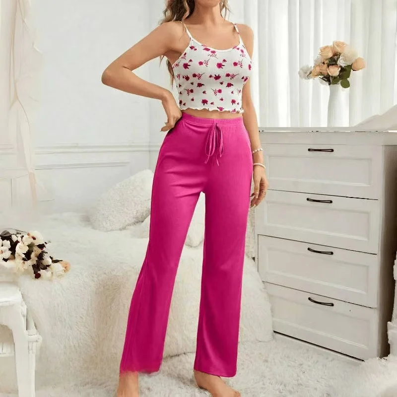 Sexy Floral Print Strap Vest And Pants Set Home Clothes Long Pants Casual Summer Season Women's No Sve One-oulder Home C...
Sexy Floral Print Strap Vest And Pants Set Home Clothes Long Pants Casual Summer Season Women's No Sve One-oulder Home C...