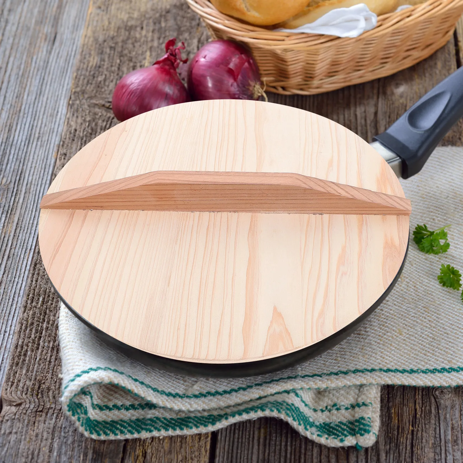 1Pcs Natural Wood Pot Cover Carbonized Surface Waterproof Moisture Proof Corrosion Resistant Kitchen Pot Lid Wooden Pan Cover
1Pcs Natural Wood Pot Cover Carbonized Surface Waterproof Moisture Proof Corrosion Resistant Kitchen Pot Lid Wooden Pan Cover