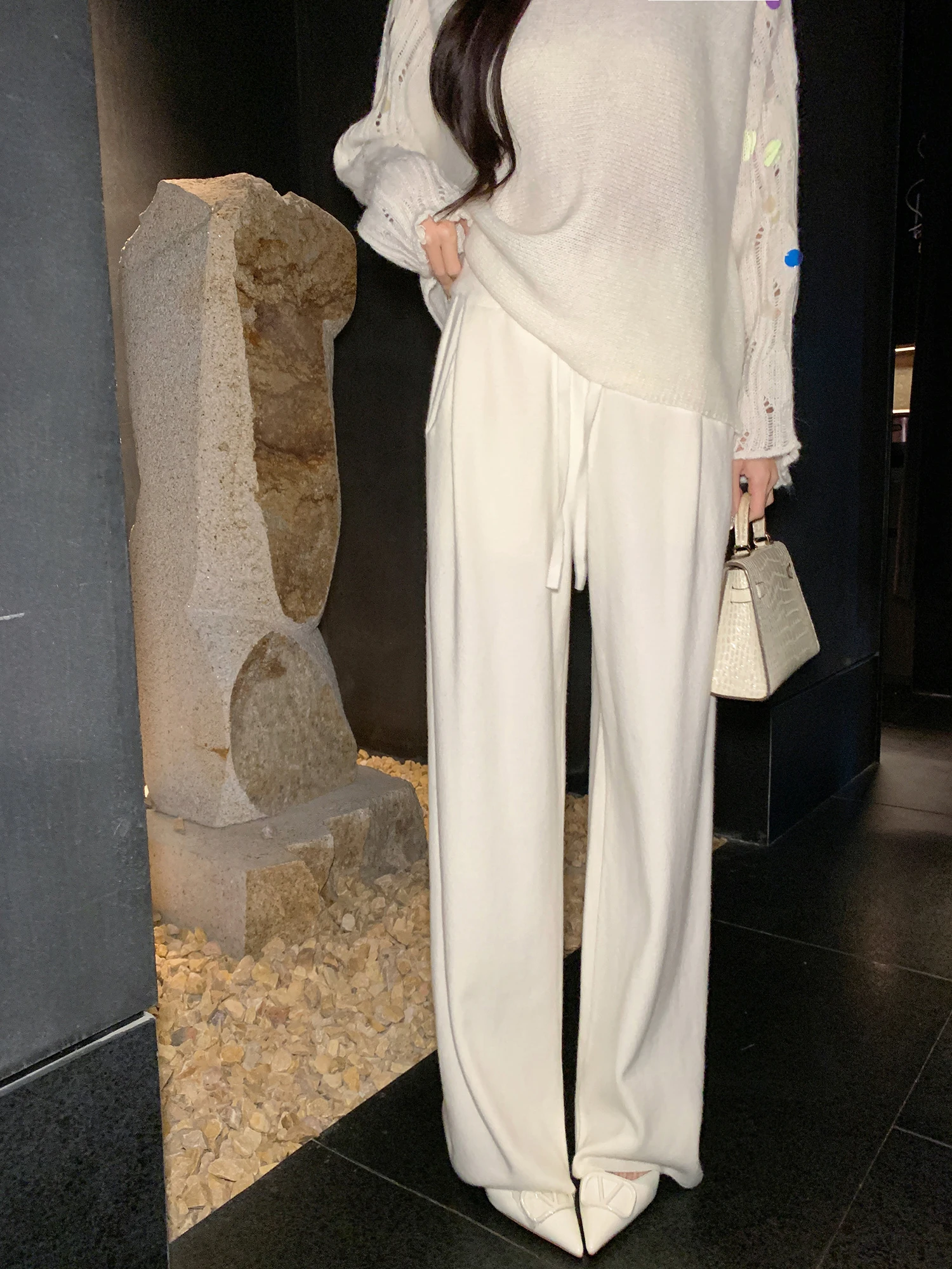 High Waist Draped Knitted Casual Pants Women's Slimming Versatile Loose Fit Casual Trousers Autumn Winter New Arrival
High Waist Draped Knitted Casual Pants Women's Slimming Versatile Loose Fit Casual Trousers Autumn Winter New Arrival