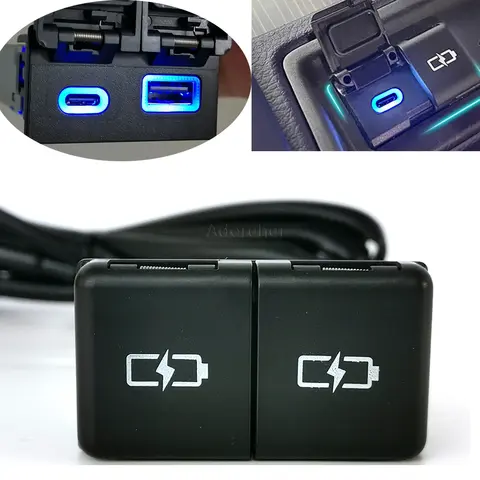 Car Dual Charger For Toyota Camry Avalon Highlander Levin RAV4 QC3.0 USB Type-C PD Power Phone Charger Adapter Socket