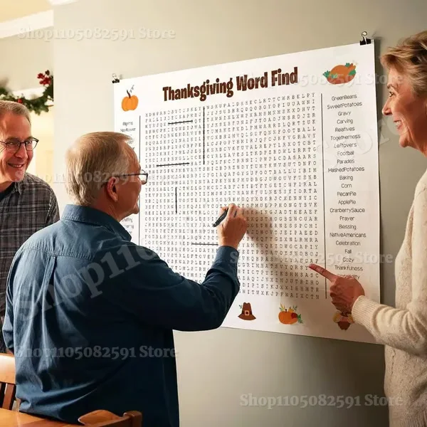 Jumbo Thanksgiving Word Search Poster,36" X 24" Giant Holiday Word Search Wall Poster for Thanksgiving and Christmas for Party
Jumbo Thanksgiving Word Search Poster,36" X 24" Giant Holiday Word Search Wall Poster for Thanksgiving and Christmas for Party