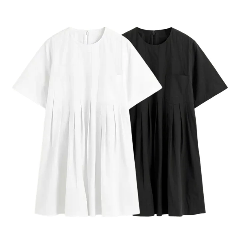 Withered Casual Loose Solid Color Pleated Round Neck Dress Woman Clothes Dress Elegant Party Dresses Vestidos Women's Dress
Withered Casual Loose Solid Color Pleated Round Neck Dress Woman Clothes Dress Elegant Party Dresses Vestidos Women's Dress