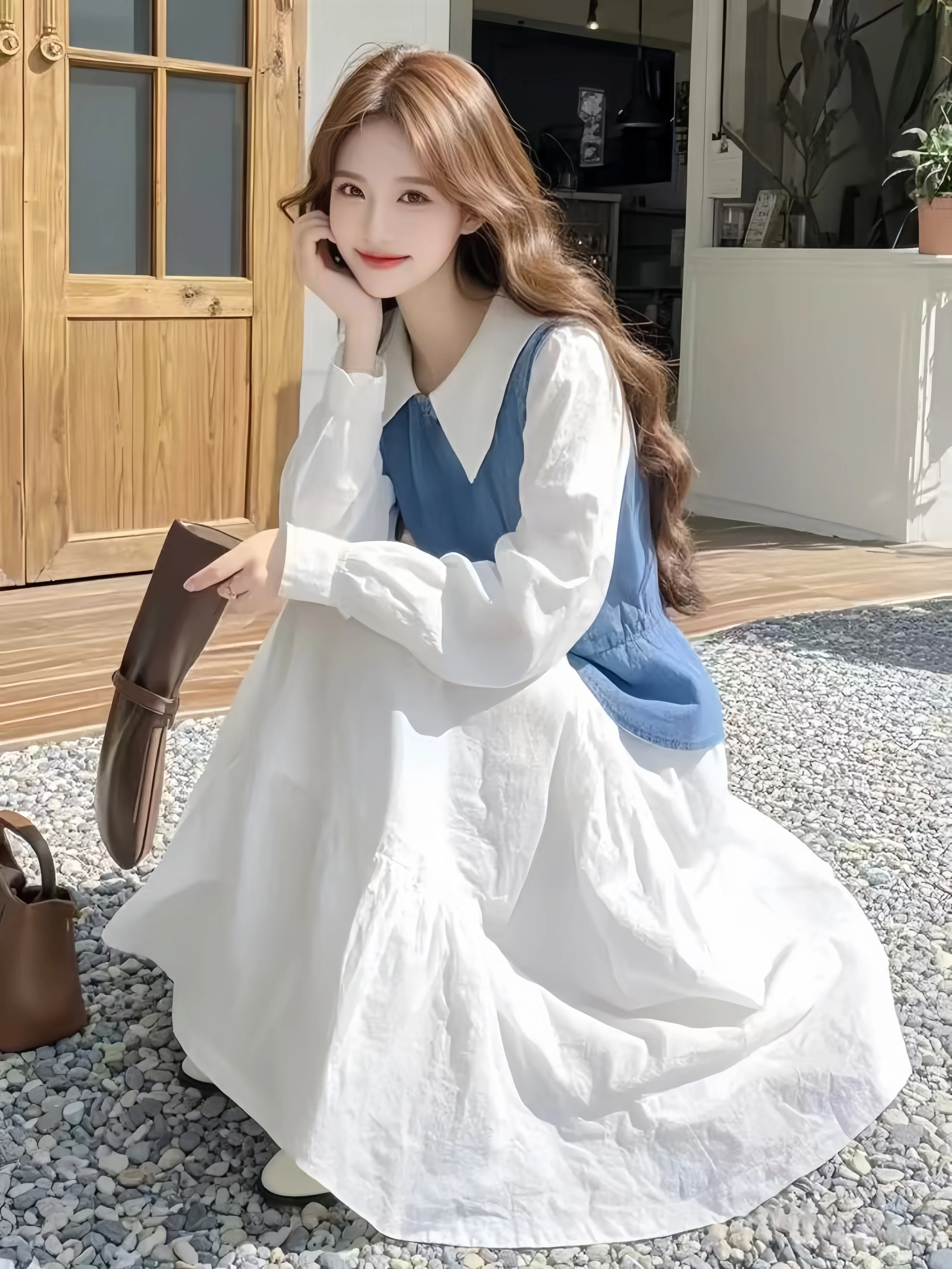 Spring Fashion plus Size Women's Dress White Doll Collar Denim Vest And Skirt Two Piece Set Slimming High Waist Long Sleeve
Spring Fashion plus Size Women's Dress White Doll Collar Denim Vest And Skirt Two Piece Set Slimming High Waist Long Sleeve