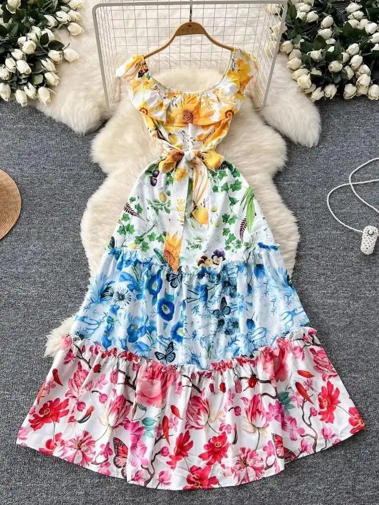 Women Floral Print Lace Up Belt Splice Ruffles Party Long Dresses 2025 Summer Sexy Off The Soulder Holiday Sunflower Vestidos
Women Floral Print Lace Up Belt Splice Ruffles Party Long Dresses 2025 Summer Sexy Off The Soulder Holiday Sunflower Vestidos