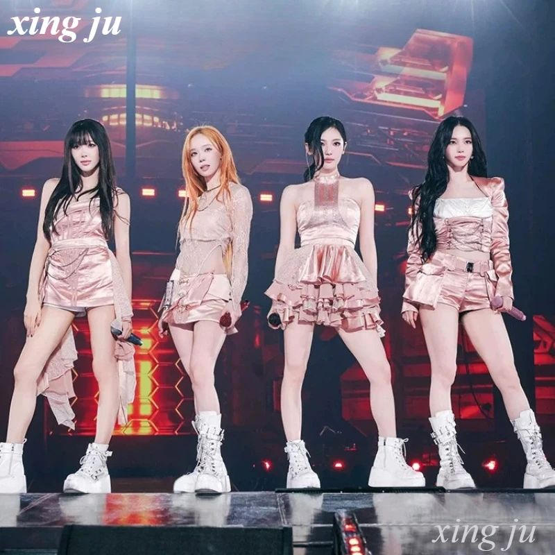 Xing Ju Kpop Korean Women Group Pink Halter Dress Sexy Tight Shorts Birthday Party Stage Performance Costume DJ Jazz Dance Wear
Xing Ju Kpop Korean Women Group Pink Halter Dress Sexy Tight Shorts Birthday Party Stage Performance Costume DJ Jazz Dance Wear