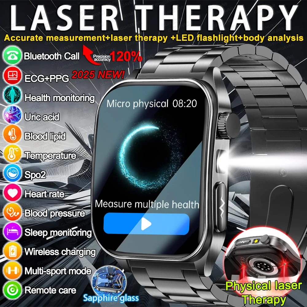 2025 New Sapphire Laser Treatment Body composition Blood Fat uric acid Smart Watch Men Women Health ECG+PPG Call Sport Bracelet
2025 New Sapphire Laser Treatment Body composition Blood Fat uric acid Smart Watch Men Women Health ECG+PPG Call Sport Bracelet