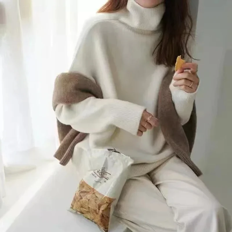 Turtleneck Women Knitted Jumpers Y2k Elegant Tops Sweaters Pullovers Sweaters Casual Loose Simple Thick Warm Autumn Winter
Turtleneck Women Knitted Jumpers Y2k Elegant Tops Sweaters Pullovers Sweaters Casual Loose Simple Thick Warm Autumn Winter