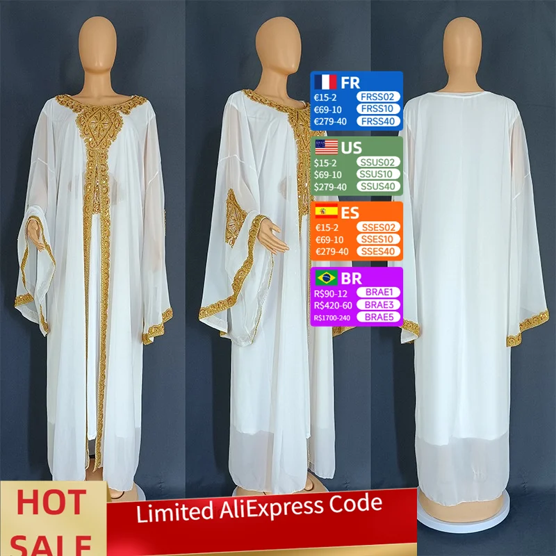 Two Piece Set Dress African Dresses for Women 2023 Traditional Gold Embroidery Clothing Islam Kaftan Abaya Musulman Robe Femme
Two Piece Set Dress African Dresses for Women 2023 Traditional Gold Embroidery Clothing Islam Kaftan Abaya Musulman Robe Femme