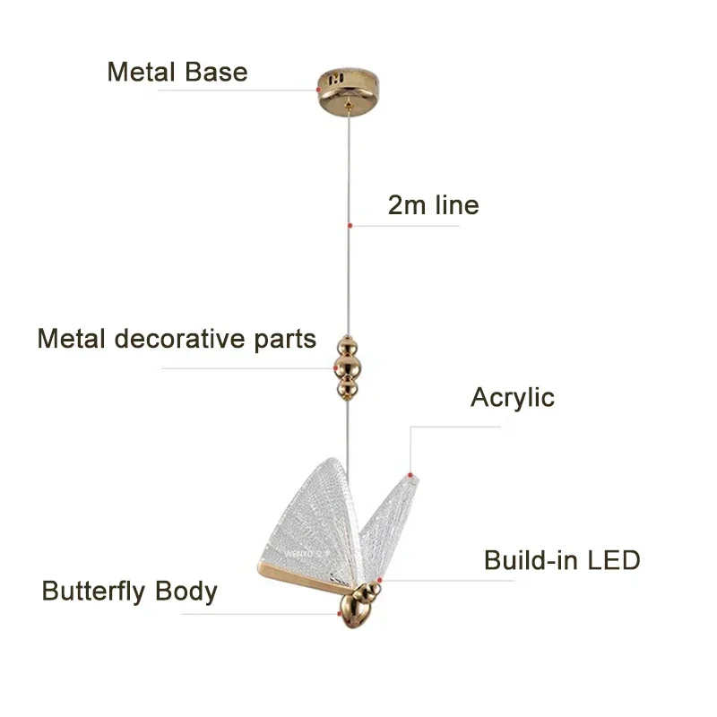 Golden LED Indoor Butterfly Pendant Lamps Hanging Lighting for Bedside Dinning Room Nordic Interior LED Chandelier Ceiling Light
Golden LED Indoor Butterfly Pendant Lamps Hanging Lighting for Bedside Dinning Room Nordic Interior LED Chandelier Ceiling Light