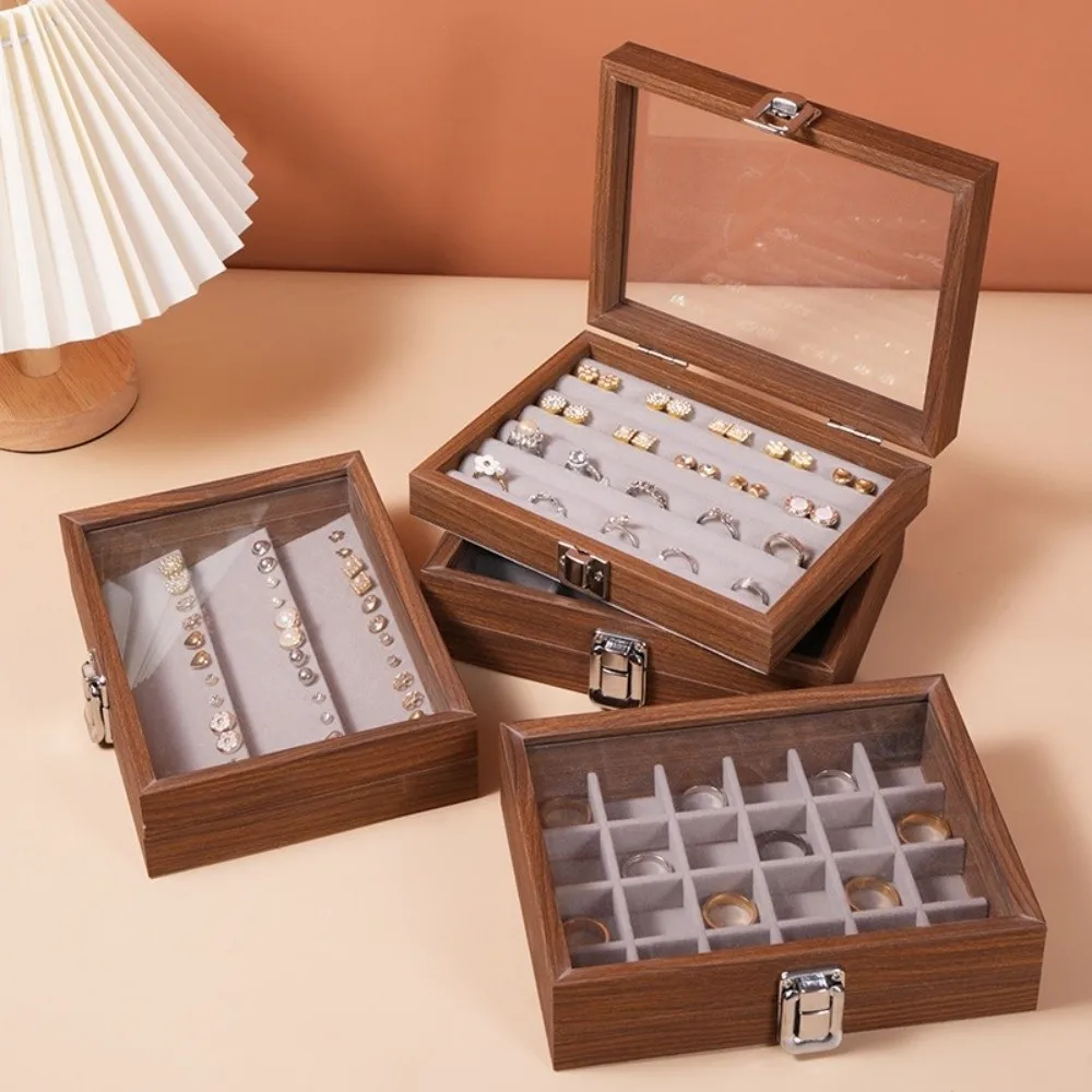 Walnut color Jewelry Box Solid Wood Dustproof Ring Necklace Storage Box with Lid Transparent Cover Jewelry Display Box Bracelets
Walnut color Jewelry Box Solid Wood Dustproof Ring Necklace Storage Box with Lid Transparent Cover Jewelry Display Box Bracelets