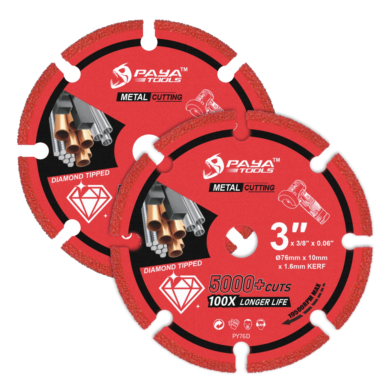 PAYA Diamond Cutting Wheels 3Inch for Metal Cut Off Wheel with 5000+ Cuts on Rebar Steel Iron INOX Diamond Edge Metal Cutting
PAYA Diamond Cutting Wheels 3Inch for Metal Cut Off Wheel with 5000+ Cuts on Rebar Steel Iron INOX Diamond Edge Metal Cutting