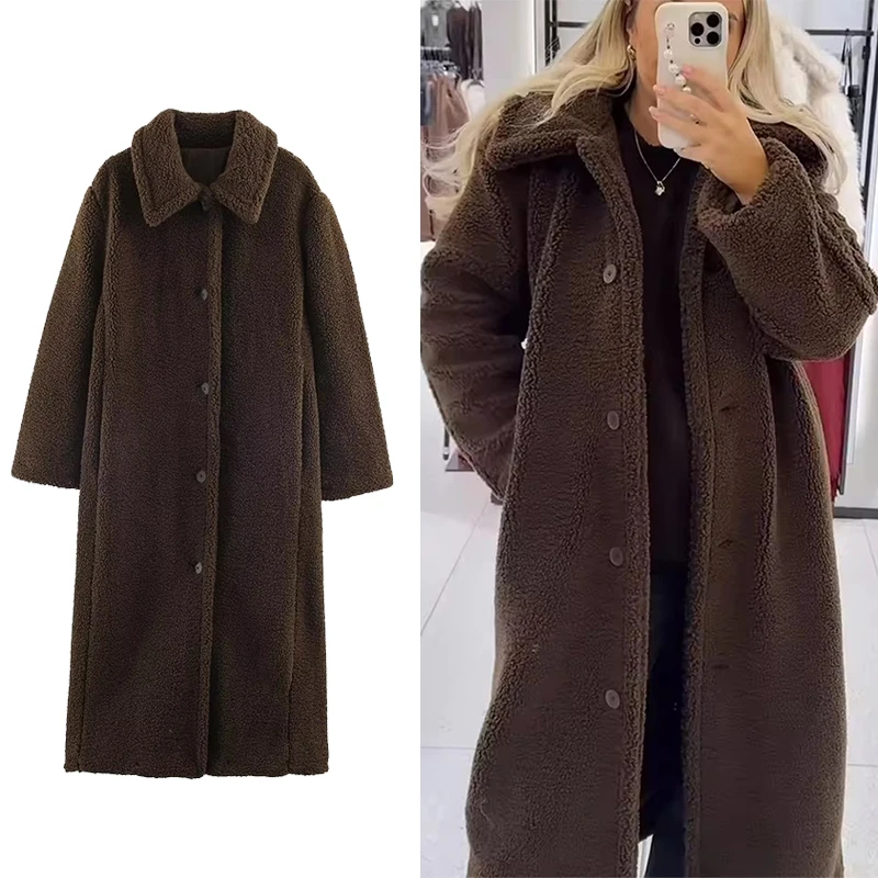 Elegant Fleece Women's Long Sleeve Coat Autumn Winter Thickened Single Breasted Warm Long Style Jackets Female New Outerwear
Elegant Fleece Women's Long Sleeve Coat Autumn Winter Thickened Single Breasted Warm Long Style Jackets Female New Outerwear