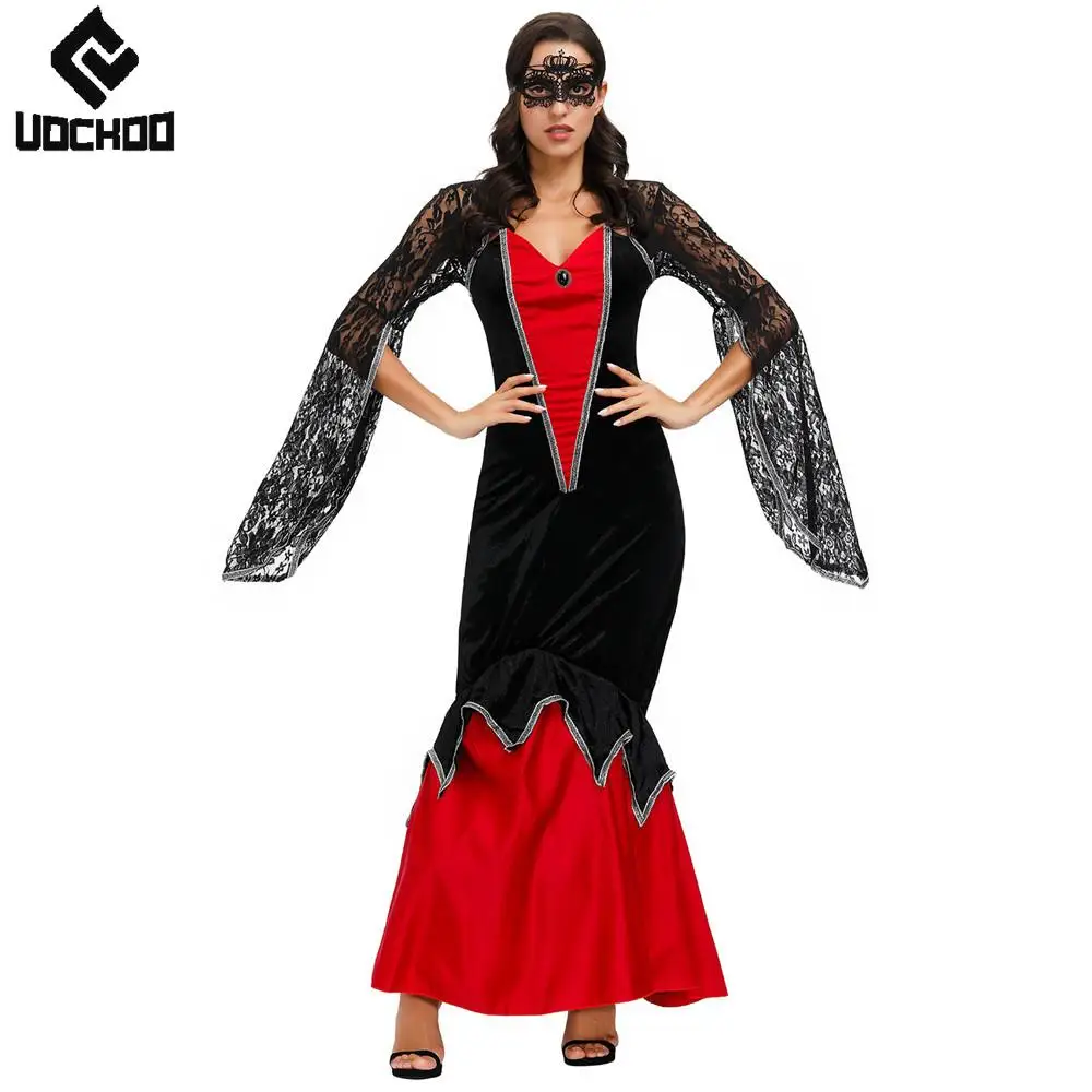 Witch Fishtail Skirt Halloween Vampire Cosplay Costume Sexy Lace Ball Women Dress Vintage Robe Carnival Party Dress Up Festival
Witch Fishtail Skirt Halloween Vampire Cosplay Costume Sexy Lace Ball Women Dress Vintage Robe Carnival Party Dress Up Festival