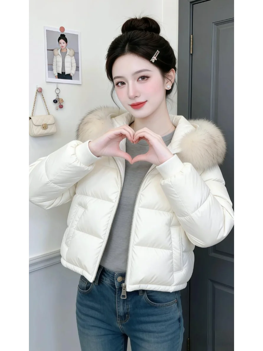 Thiened down Cotton Jaet Women's ort Sle Pink Coat Large Fur Collar Winter Faion Small Size Korean Version Commute
Thiened down Cotton Jaet Women's ort Sle Pink Coat Large Fur Collar Winter Faion Small Size Korean Version Commute