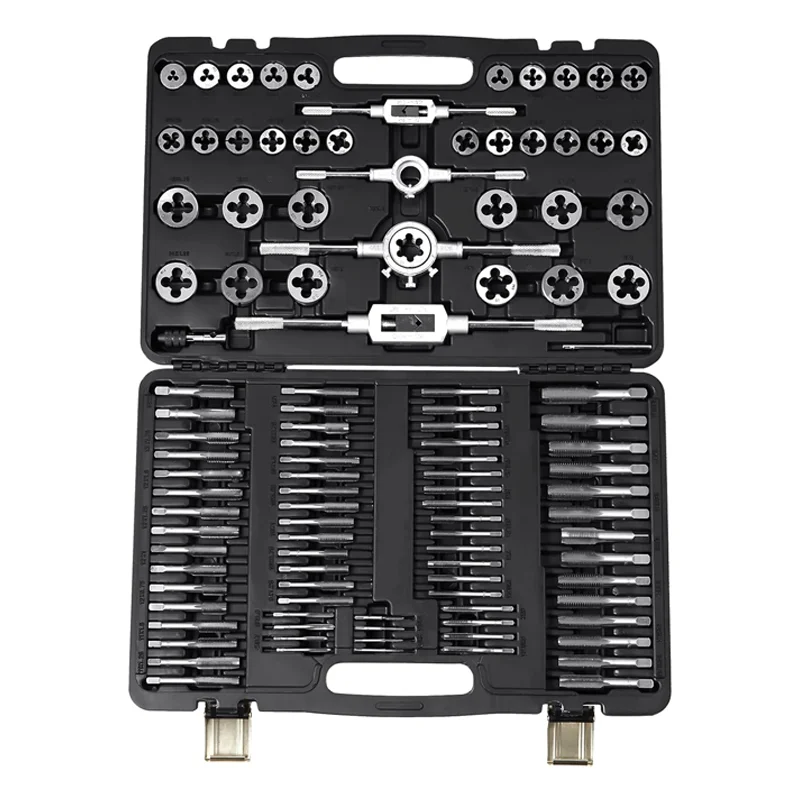 Customized 110PCS Metric Tap and Die Bearing Steel Tools Set Tap and Die Set Tap Die Tool Set Thread Repair Kit