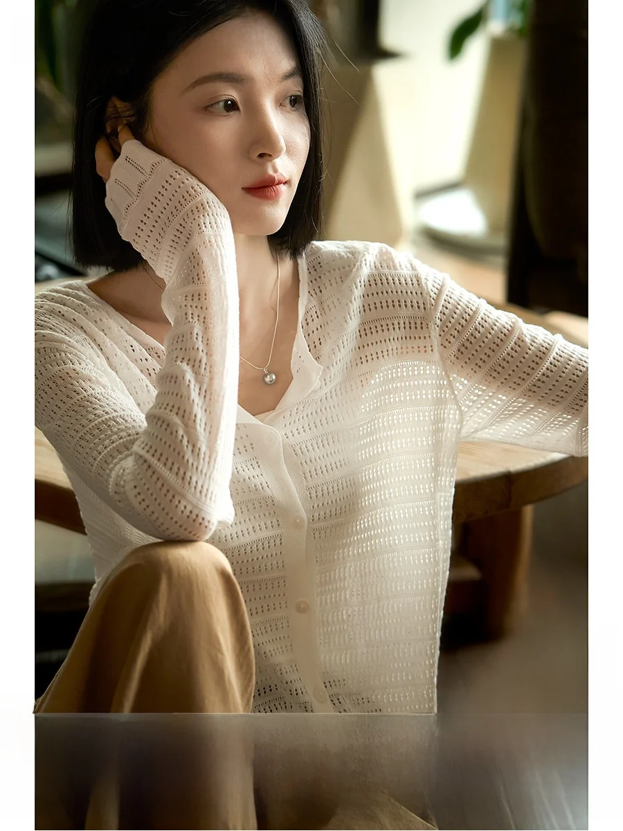 Xhange Cool Shirt Knitted Lightweight Long Sleeve Rylee Self Kept Air Conditioning Top Summer 2025 Women's Casual Loose Fit
Xhange Cool Shirt Knitted Lightweight Long Sleeve Rylee Self Kept Air Conditioning Top Summer 2025 Women's Casual Loose Fit