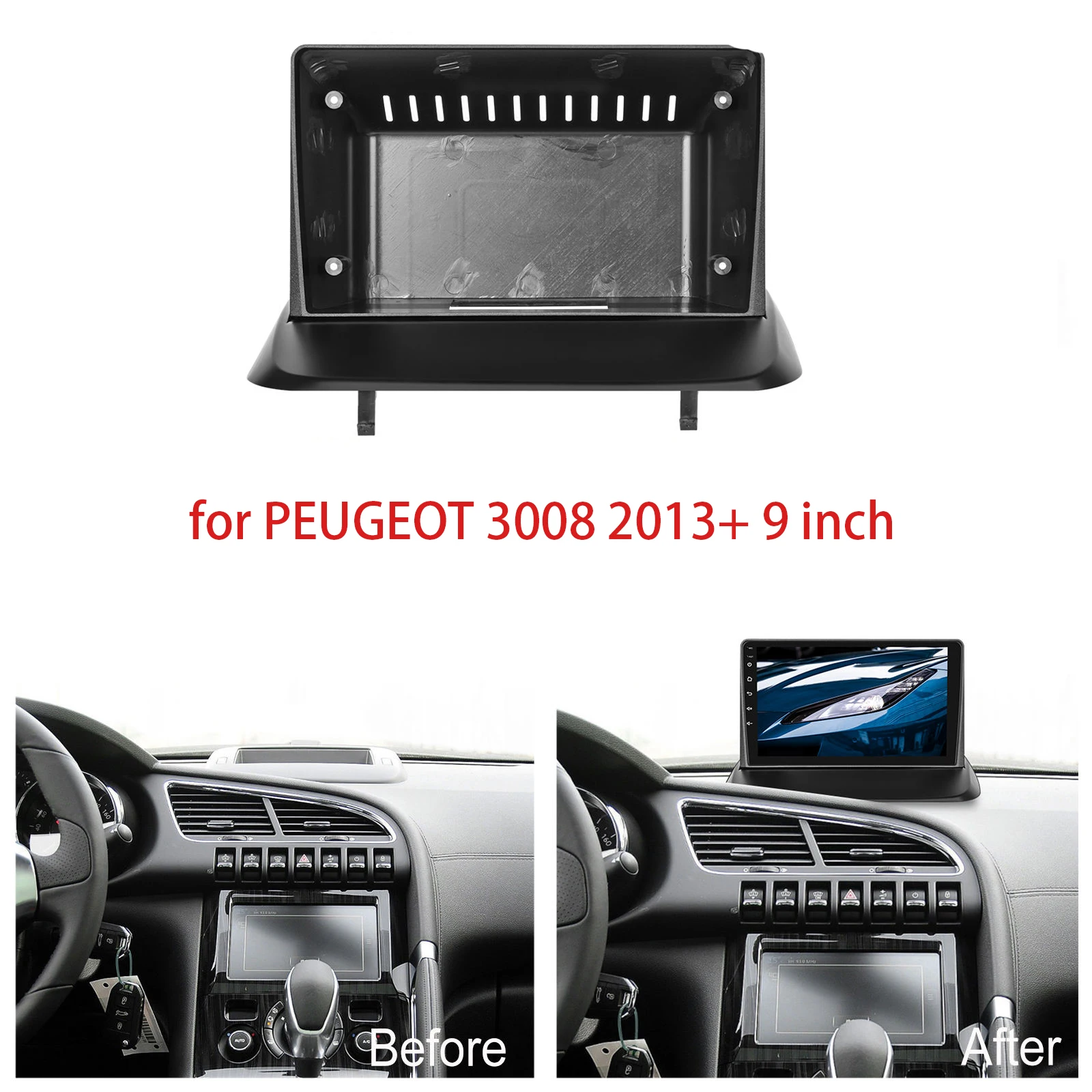 9 Inch Car Frame Fascia Canbus Box Adapter Android Radio Dash Fitting Panel Kit For PEUGEOT 3008 2013+
9 Inch Car Frame Fascia Canbus Box Adapter Android Radio Dash Fitting Panel Kit For PEUGEOT 3008 2013+