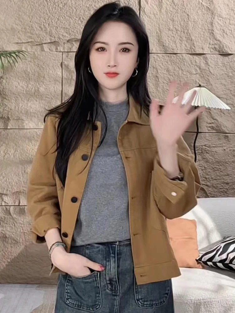 Модная повседневная женская куртка из чистого хлопка, приталенная, омолаживающая, для весны и осени, новая модель, верхняя одежда для женщин
Модная повседневная женская куртка из чистого хлопка, приталенная, омолаживающая, для весны и осени, новая модель, верхняя одежда для женщин