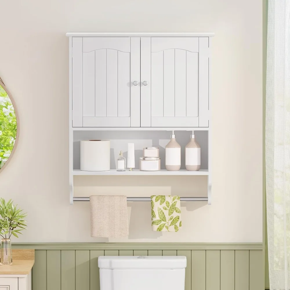 Bathroom Cabinet Wall Mounted with Towel Rack & Adjustable Shelf, Over The Toilet Storage Cabinet, Medicine Cabinet for Bathroom
Bathroom Cabinet Wall Mounted with Towel Rack & Adjustable Shelf, Over The Toilet Storage Cabinet, Medicine Cabinet for Bathroom
