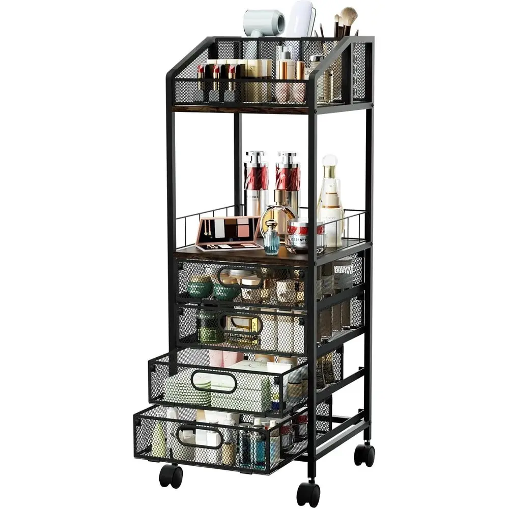 Makeup Organizer Storage Cart - Floor Skincare Make Up Storage with 4 Drawers, Rolling Makeup Cart Vanity Organizer Cosmetics Di
Makeup Organizer Storage Cart - Floor Skincare Make Up Storage with 4 Drawers, Rolling Makeup Cart Vanity Organizer Cosmetics Di