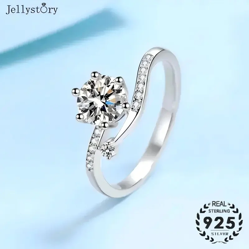 JellyStory S925 Silver Six Prong Moissanite Ring for Women, Classic Solitaire Engagement Ring, Stackable Promise Band Gift
JellyStory S925 Silver Six Prong Moissanite Ring for Women, Classic Solitaire Engagement Ring, Stackable Promise Band Gift