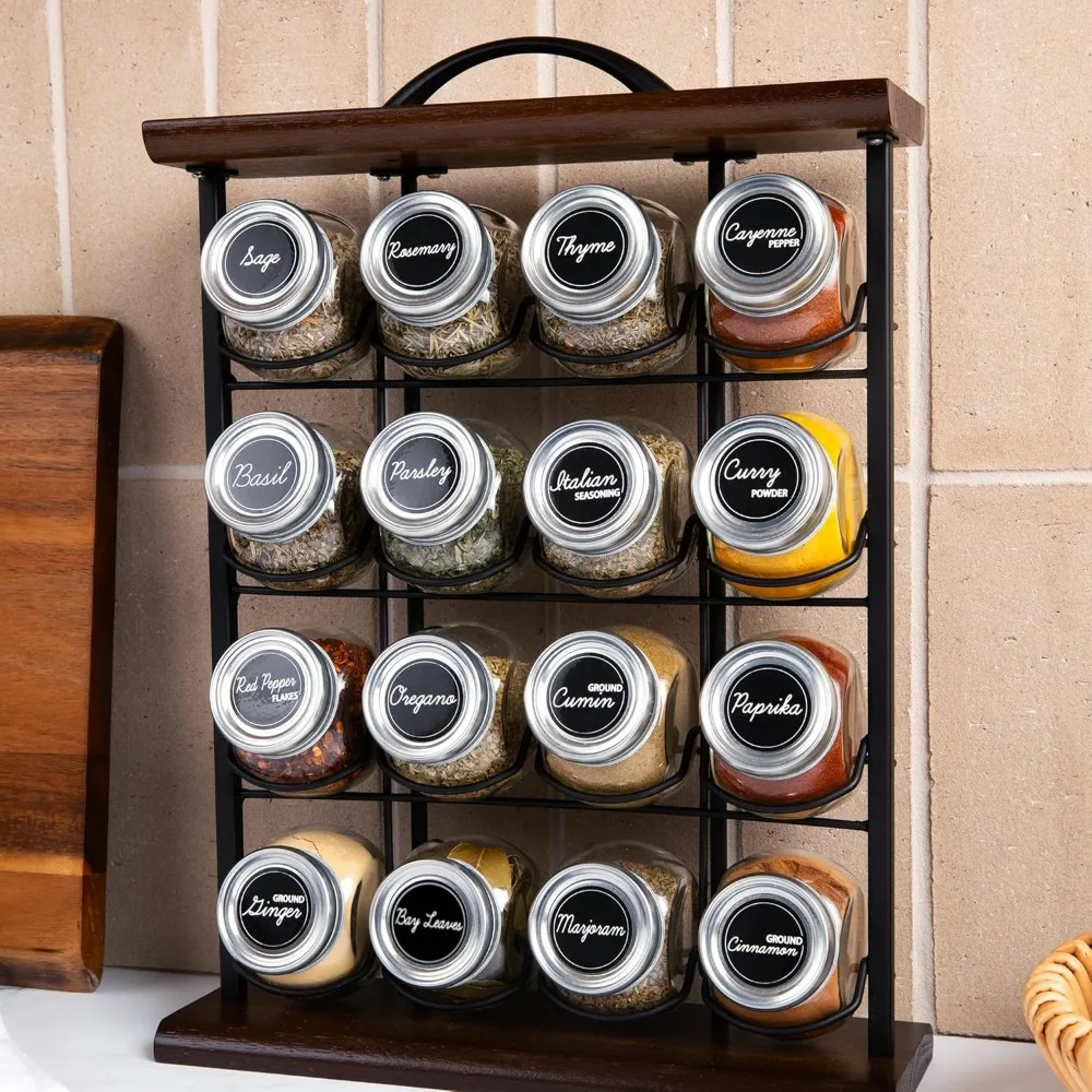 16 Jar Acacia Wood & Metal Wire Spice Rack with Spices Included, Storage for Spices and Seasoning, Black & Brown
16 Jar Acacia Wood & Metal Wire Spice Rack with Spices Included, Storage for Spices and Seasoning, Black & Brown