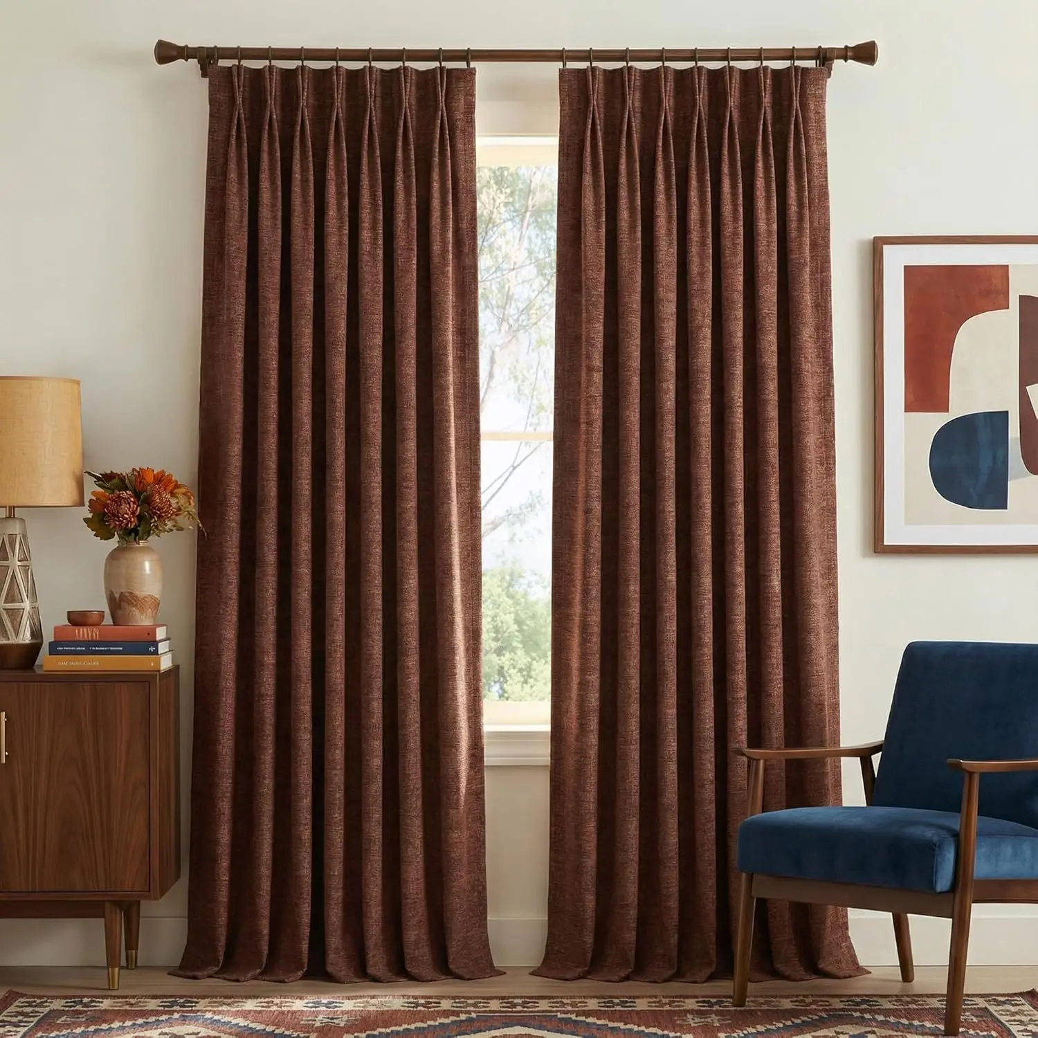 Heavyweight Pinch Pleat Earthy Terracotta 90" Long Curtains 395GSM, Room Darkening Faux Linen Drapery for Boho Living Ro
Heavyweight Pinch Pleat Earthy Terracotta 90" Long Curtains 395GSM, Room Darkening Faux Linen Drapery for Boho Living Ro